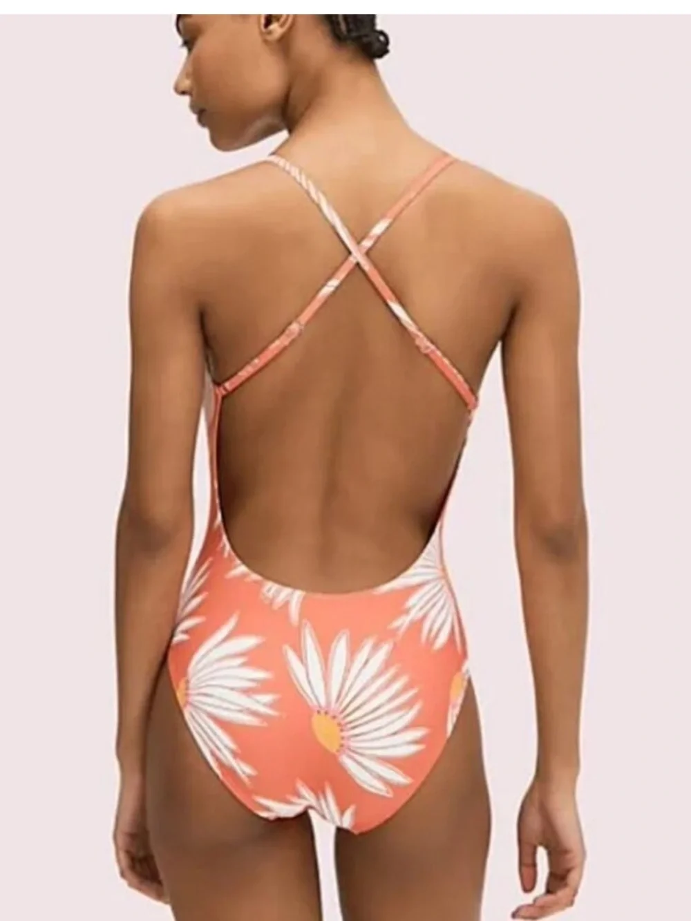 Kate Spade falling flower v neck cross back one piece swimsuit